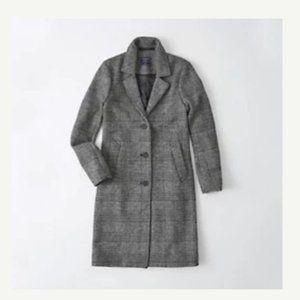 Abercrombie Wool-Blend Dad Coat - Grey Plaid - Medium